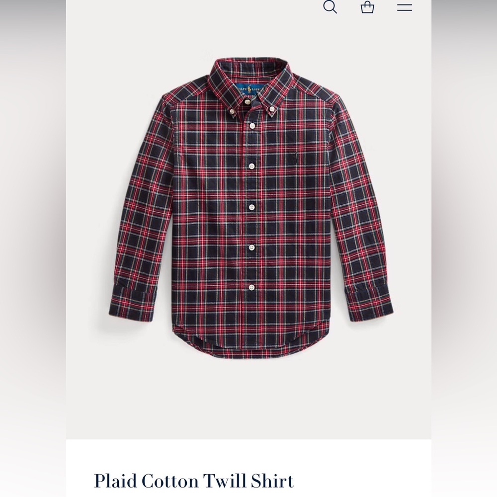 Ralph Lauren Plaid Cotton Twill Shirt size 18 months